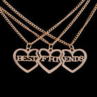 3 Pcs Gold Plated Heart Pendant Necklace Best Friends Necklaces Jewelry Gift