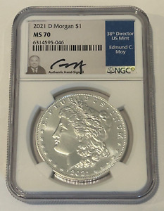 2021 D Morgan Silver Dollar NGC RARE KEY Mint MS 70 Edmund Moy Signature Signed