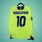 Ronaldinho #10 FC Barcelona Champions League 2005/06 Long Sleeve Away Jersey XL