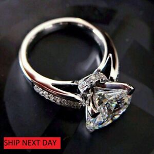 3CT Round Cut Lab Created Diamond Engagement Women's Ring 14K White Gold Plated