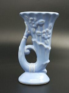 Vintage Shawnee Cornucopia Horn Floral Embossed Vase Mid Century Art Pottery USA