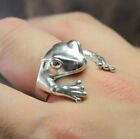 Cute Silver Frog Ring, Open Ring Adjustable Size