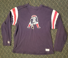 Vintage USED New England Patriots TShirt Reebok NFL Navy Tee Long sleeve Mens LG
