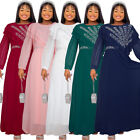 African Dresses for Women Long Sleeve Beading Chiffon Turkey Elegant Maxi Dress