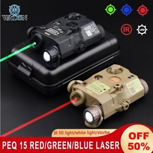 Airsoft Tactical PEQ15 Green/Red Laser/White Light Torch Function Battery Box