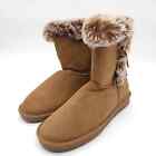Hstylish (Womens Size 9) Brown Classic Faux Fur Winter Snow Boots Lined Warm
