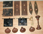 ANTIQUE DOOR KNOBS, BACK PLATES, STRIKER PLATE, AND MORTISE LOCKS, 15 PIECE LOT
