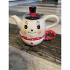 Johanna Parker Transpac Christmas Stackable Ceramic Snowman Teapot Red NEW