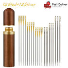 24Pcs Stainless Steel Self-threading Needles Opening Sewing Darning Needles US