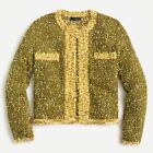 NWT J. Crew Cardigan M Jacket Open Front Cropped Knit Textured Tweed Gold Green