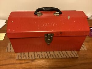 Vintage RED Metal Embossed SEARS (Craftsman) TOOLBOX with Plastic Insert