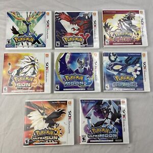 Pokemon Nintendo 3DS GAME LOT OF 8 In Cases Sun Moon Ultra X Y TESTED AUTHENTIC