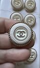 Chanel Vintage Stamped Cream Pale Gold Metal 10 Buttons Size 25 mm