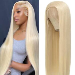 613 Blonde Straight Wig Human Hair Natural Hairline Free Part HD Lace Front Wigs