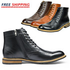 Men Dress Oxford Shoes Classic Wingtip Toe Zip Up Ankle Motorcycle Boots