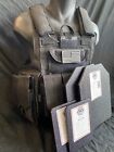 Black Tactical Vest Plate carrier w/ 2 Curved 10x12 Plates & Side Plates