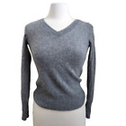 Magaschoni 100% Cashmere Pullover Sweater Women Size XS Gray V-Neck Long Sleeves
