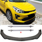 Carbon Fiber Front Bumper Lip Spoiler Splitter +Strut Rods For Kia Rio Hatchback (For: 2023 Kia Rio)