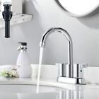 Chrome Polished Bathroom Faucet 2 Handle Bathroom Sink Faucet with Pop-Up Drain