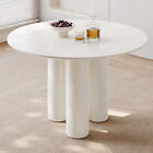 GUYII Cream White Dining Table Round Kitchen Table Circle Table Dining Room