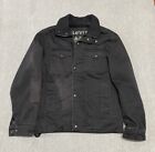 Levi’s Denim Jacket Mens Small Black Sherpa Nylon Lined Snap Zip Up Coat FLAWS**