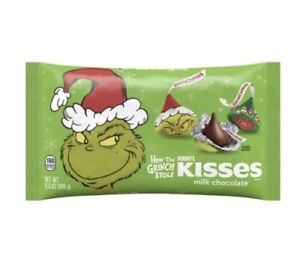 Grinch Hershey Kisses Grinch Milk Chocolate Candy, Holiday, 9.5 oz,