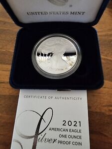 2021-W American 🇺🇸 Silver Eagle Proof. Type 1 Complete OGP 1 oz 999