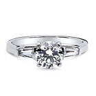 BERRICLE Sterling Silver Solitaire 1ct Round CZ Wedding Engagement Promise Ring