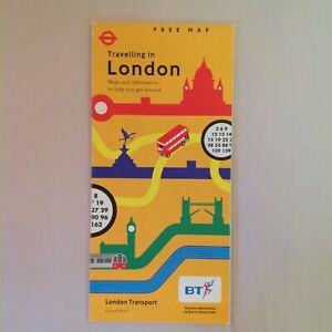 Vtg 1990's British Transport Travelling in London Map and Info Bus Underground