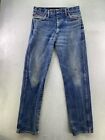 Wrangler Flame Resistant Mens 33x36 Blue Faded Distressed Ripped Cowboy Cut Jean