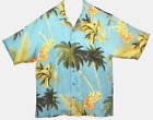 Vtg Tommy Bahama Jacquard Relax Camp Shirt 100% Silk Aqua Palms Hawaiian Men L
