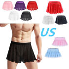 US Sissy Men Pleated Skirts Elastic Waistband Ruffled Skirt Crossdress Nightwear