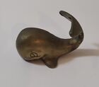 Vintage Small Solid Brass Whale Figurine Paperweight 3x2x2