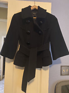 BeBe Winter Stylish Belted Black Trench Coat XS