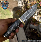 New ListingCSFIF Hand Forged Skinner Knife w/Gut Hook Twist Damascus Corain Fishing