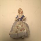 Vintage Dresden Woman Lady Lace Flowers Dress Sitting Chair Figurine Germany 3