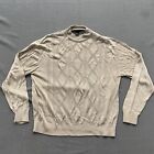 Vintage Tulliano Sweater Mens Large Beige Rayon Cotton 90s Knit Silky Diamond