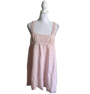 Vintage Y2K Victorias Secret Pink Cotton Babydoll Eyelet Layered Dress PJ US S