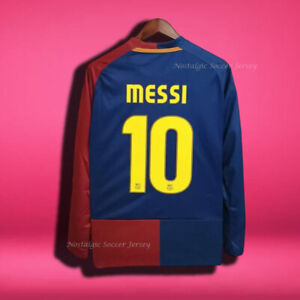 Messi Jersey #10 FC Barcelona Vintage Jersey UCL Final Roma 2009 Long Sleeve M