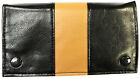 Eclipse Black faux Leather Tobacco Pouch w/ Rolling Paper Slot & Zippers, #3316