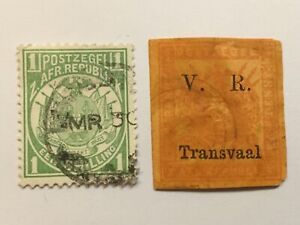 old stamps  TRANSVAAL  x  2 pin hole