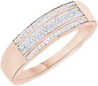 0.35 Ct Round Cubic Zirconia Men's Band Ring in 14k Gold Plated Sterling Silver