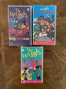 Vintage 90s The Wiggles VHS Video Tapes Yummy Yummy, Big Red Car, Wake Up Jeff