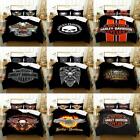 Motorcycle Harley-Davidson Logo Black Quilt Duvet Cover Set King Bed Linen