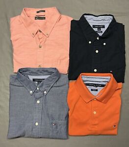 Lot of 4 Men’s Size Large Short Sleeve Shirts Button Polo Tommy Hilfiger EUC