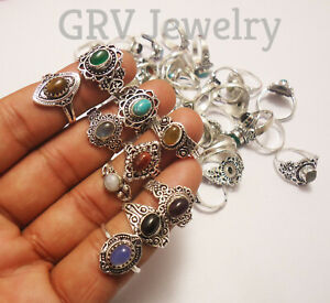 100pcs Rings Wholesale Lot Mix Gemstones 925 Sterling Silver Plated Jewellery