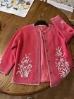 Vintage Fully Fashioned Bead Embroidered Cardigan Sweater Wool Dark Pink As-Is