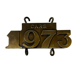 1973 Cars Brass Sign Plaque Vintage Man Cave 1970's Garage Heavy Display Retro
