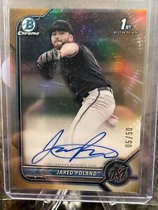 New Listing2022 Bowman Chrome Jared Poland Gold Refractor Auto #05/50 Marlins