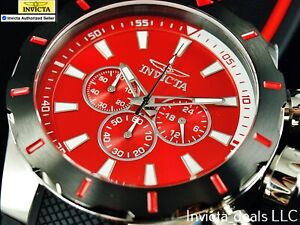 Invicta Men's 52mm SPEEDWAY TURBO Chronograph RED DIAL Black/Red Tone SS Watch